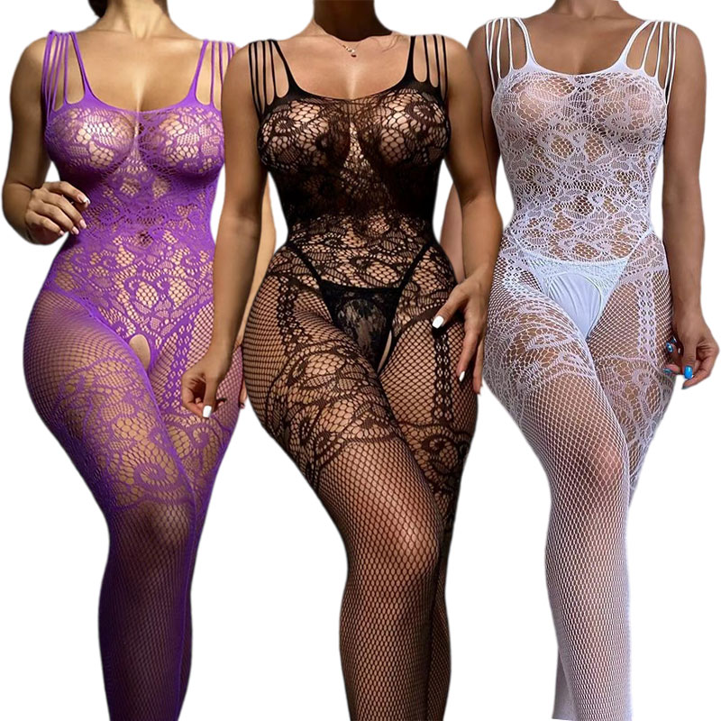 Fishnet Stocking Women - Женское эротическое белье: Прозрачные чулки-боди, цельная